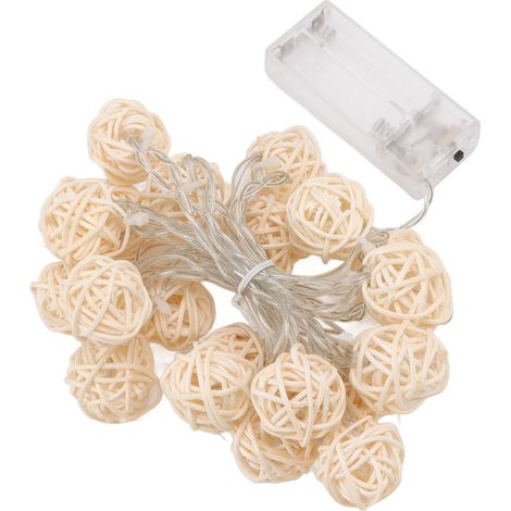 m lange Lichterkette mit 20 Rattankugeln, batteriebetrieben, ideal für Hochzeiten und Geburtstage. (1/5)