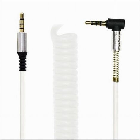 TRADE SHOP - Cavo Prolunga Aux A Spirale Mini Jack Da 3,5 Mm Audio Angolo Retto 1 Mt Aux3-s1m -
