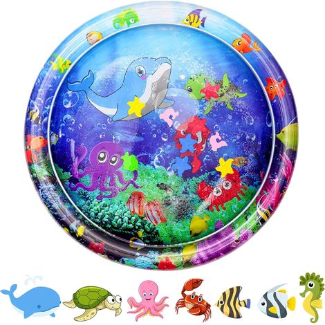 1 tapis d'eau, pvc sans bpa, motif pieuvre, 66x50 cm, jeu sensoriel, intérieur extérieur (1/5)