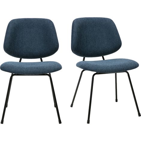 Design-Stühle aus Stoff in strukturierter Samtoptik, dunkelblau und schwarzem Metall (Set aus 2) BARNET (1/5)