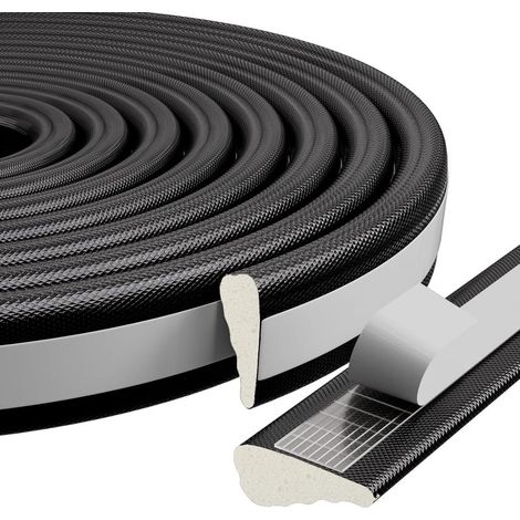 Joint d'étanchéité de 3 m pour portes et fenêtres, isolation phonique et coupe-froid pour l'hiver, joint en mousse auto-adhésif pour cadre (noir) (1/4)