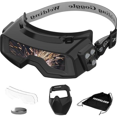 YESWELDER Lunettes de Soudage à Teinte Variable True Color, Vision Large 1/1/1/1 Plage d'Obscurcissement 4/5-9/9-13 avec Meulage, Masque de Soudeur pour TIG MIG ARC DÉCOUPE (1/5)
