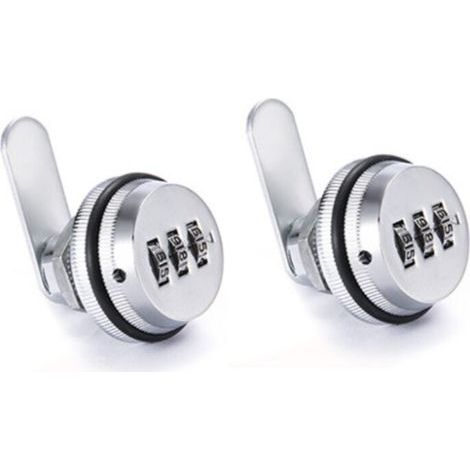 (Pack de 2) Serrure de Combinaison à 3 Chiffres Verrouillage du Mot de Passe Serrure à Came Sans Clé - Alliage de Zinc Chromage Serrure de Sécurité Codée pour Tiroir Casier Boîte Placard Porte-argent (1/4)