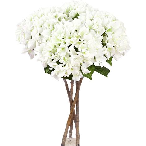 Bouquet D Hortensias En Soie Artificielle Blanc Pour Décoration Mariage Et Maison - Style Européen Réaliste - Lot De 1 (1/2)