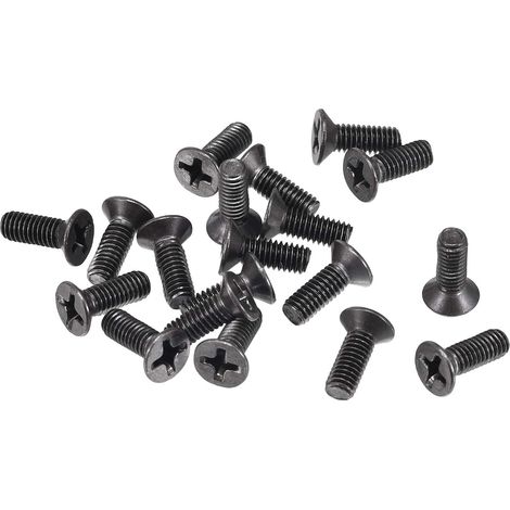 25 vis à tête plate M6x16 mm, vis M6 en acier inoxydable noir 304, vis à tête cylindrique à six pans creux avec clé hexagonale pour machines industrielles (1/4)
