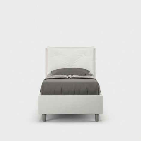 Einzelbett mit Bettkasten 80x190 cm gepolstertes Kopfteil Appia S - Weiß (1/5)