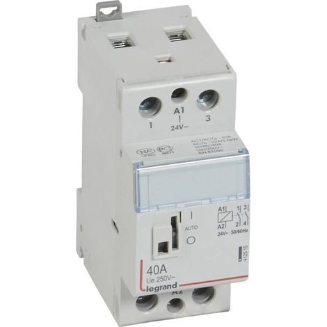 Contacteur de puissance CX³ commande manuelle bobine 24V 2 Pôles 250V 40A contact 2F 2 modules LEGRAND 412515