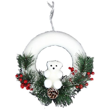 Couronne de Noël Blanche Ours Polaire 27cm - SILUMEN