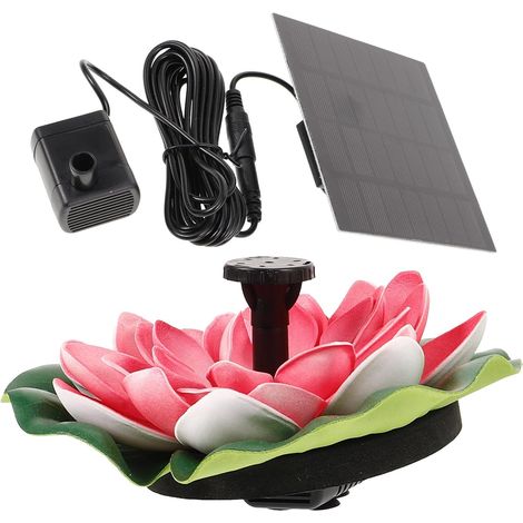 Fontaine Solaire Flottante pour Bassin Extérieur de Fleur de Lotus Décoration de Piscine Extérieure Fontaine Solaire Paysagère sans Pile Couleur Cerise Rouge (1/5)