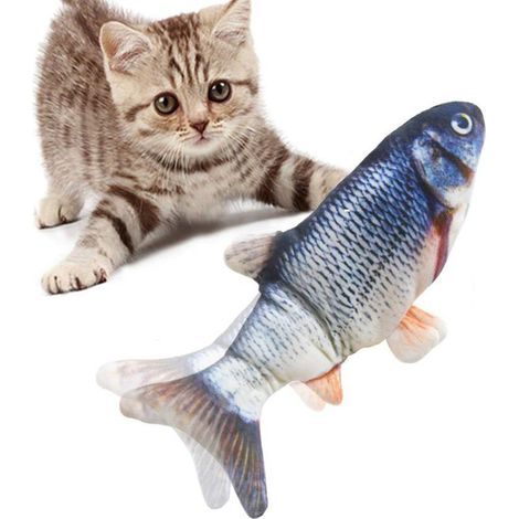 Jouets chats en forme de poisson, herbe à chat intégrée, mouvements réalistes, pour petits animaux