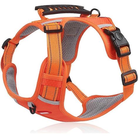 Filiyano-Harnais respirant pour chien DUOMM HT-524, gilet de sécurité réfléchissant pour chiot avec poignée de contrôle, multicolore, orange/M (1/5)