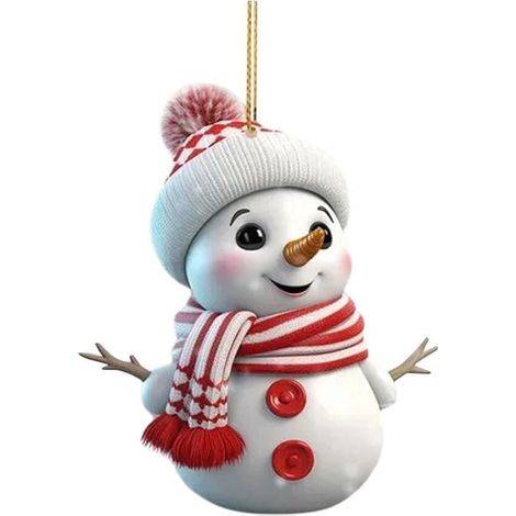 Pendentif Bonhomme De Neige - Acrylique - Décoration De Noël Pour Arbre À Cadre Ou Sacoche - 8 cm - Lot De 1 Pièce (1/5)