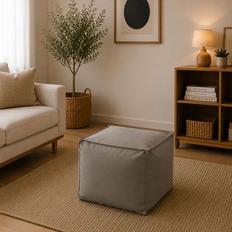 Talamo Italia Puff Annalaura, Multifunktionshocker, 100% Made in Italy, Relaxsessel aus gepolstertem Stoff, Cm 45x45h45, Turteltaube