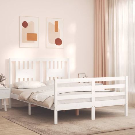 Bed Frame without Mattress White 140x200 cm Solid Wood vidaXL (1/5)