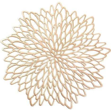 Lot de 4 Sets de Table Ronds Dorés en PVC 38 cm, Dessous d'Assiette Lavables, Anti-Chaleur, Antidérapants, Protège-Plat Festif pour Cuisine, Mariage et Fête (1/5)