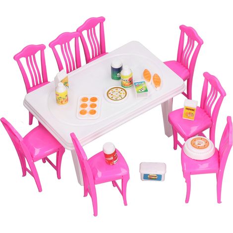 Ensemble table et chaises miniatures pour maison de poupée à l'échelle 1:12, idéal pour développer l'imagination des enfants. Modèle 1. (1/5)