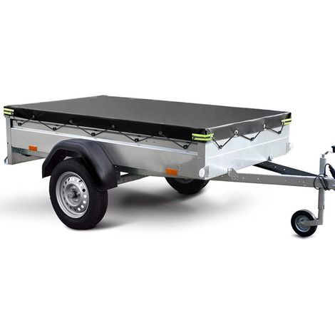 Voiture Bâche de Remorque Étanche avec Corde en Caoutchouc Accessoires de Remorque 250 x 130 x 8 cm pour de Nombreuses remorques de 500 kg et 750 kg (1/5)
