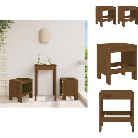 Tabourets de jardin lot de 2 marron miel 40x36x45 cm pin massif - Tabourets De Jardin - Chaises De Jardin - Mobilier De Jardin - Chaise Extérieure - Bois De Pin (1/5)
