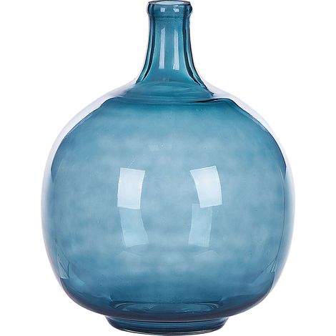 Decorative Vase 31 cm Handmade Glass Round Bud Shape Blue Chappathi (1/5)