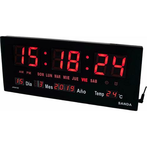 Digitale Wand- und Tischuhr SD-4130  Rote LED  Kalender  Thermometer  Netzteil  Hohe Präzision  36 x 15 x 3 cm  Gewicht 660 g (1/5)