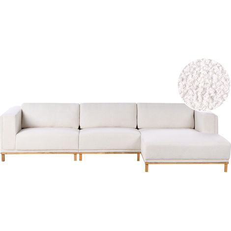 Corner Sofa 5 Seater VENG Fabric Off-White Left Hand