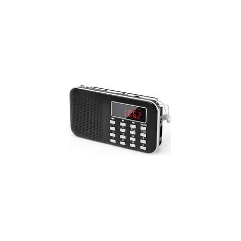 Poste Radio Portable AM/FM Noir Radio Rechargeable 800mAh avec Éclairage Secours, USB/SD/AUX, Idéale pour Voyage et Loisirs (1/5)