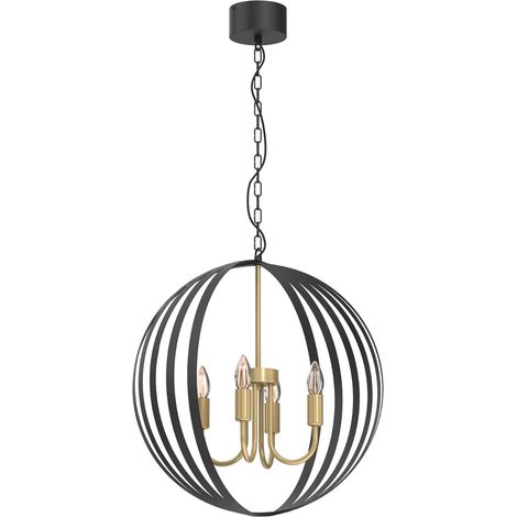 Suspension métal noir-or 4 lumières E14 Sparkle Luminex