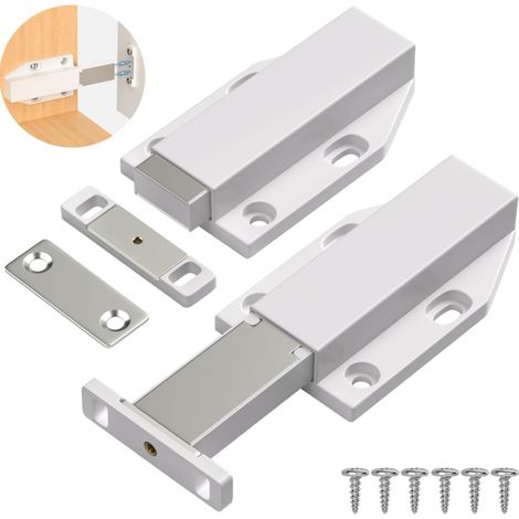 Poussoir Push to Open  Lot de 2 Aimant Poussoir Porte Placard Poussoir Tiroir Push Pull Latch pour Armoire Loquet Magnetique Pousse pour Ouvrir Porte Placard Fermeture Magnetic pour Fermer Porte