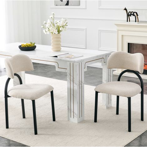 2er-Set Esszimmerstühle mit Polsterung, schwarzem Metallgestell, beige HAVRYA (1/5)
