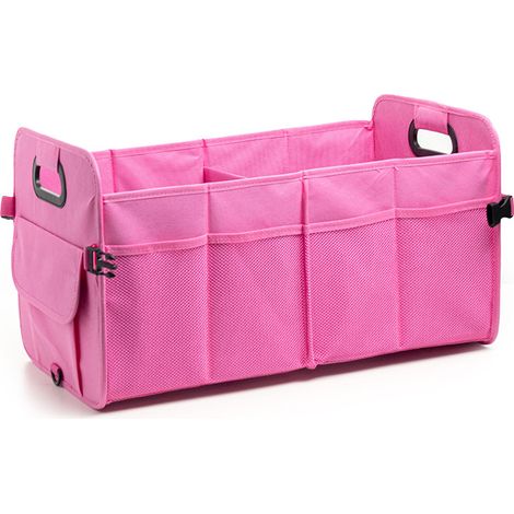 Organizer pieghevole per bagagliaio auto da 40 litri, multiscomparto, adatto a tutti i veicoli (rosa)