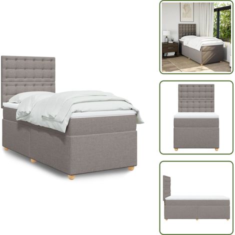 Tête de lit réglable - vidaXL Sommier à lattes de lit avec matelas Taupe 80x200 cm Tissu - Surmatelas (1/5)
