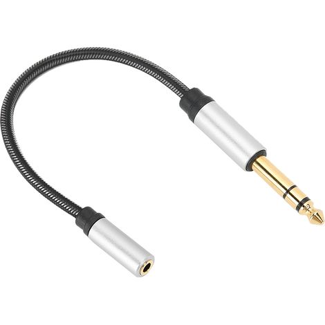 Câble audio à ressort en alliage d'aluminium, prise jack 6,5 mm mâle vers prise jack 3,5 mm femelle, rallonge pour écouteurs AUX 3,5 mm, 150 mm (3,5 mm femelle vers 6,5 mm mâle)