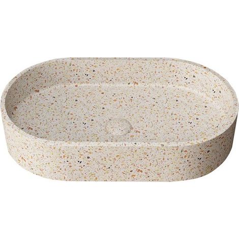 Lavabo da appoggio ovale con finitura terrazzo beige  KTERL-600BE kamalu
