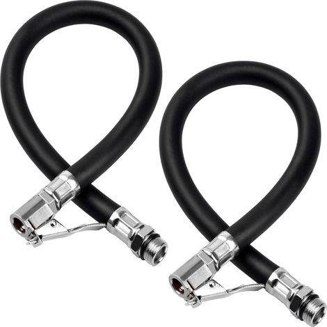 2 Pieces Heavy Tyre Inflator Accessory - Flexible, Durable for Car, Motorcycle, Bicycle Pressure Gauge with Universal Connectors (1/5)