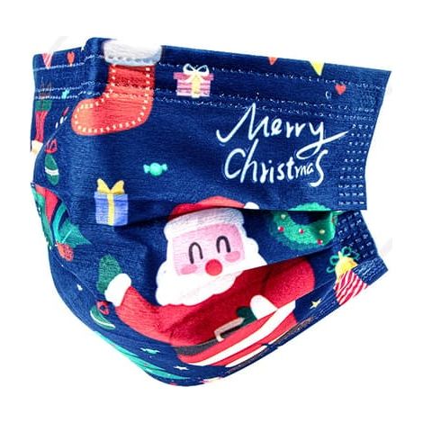 150 masques de Noël jetables pour adultes, à trois couches, motif dessin animé mignon, 17,5 x 9,5 cm. Protection optimale. Idéal pour Halloween et Noël. (1/5)