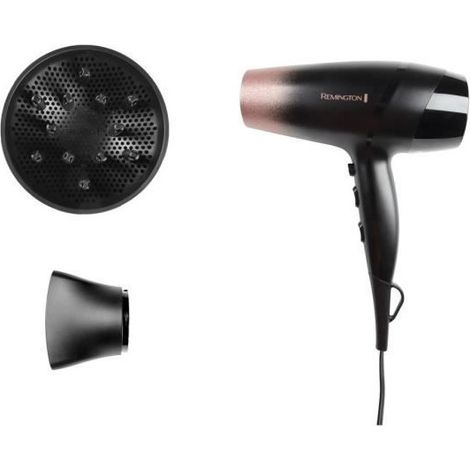 SECADOR REMINGTON D5305 2200W 3 TEMPERATURAS DIFUSOR NEGRO Y ROSA (1/5)