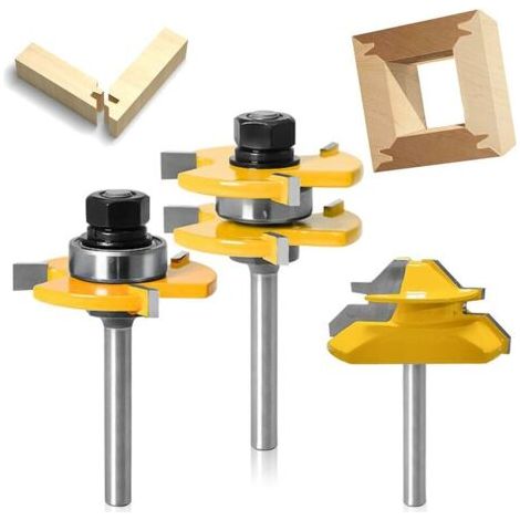 Memkey – Fraise défonceuse 3 pièces 1/4'' – Carbure cémenté – Pour bois dur et contreplaqué – Largeur de dent 6,35mm – Profondeur 12,7mm (1/4)