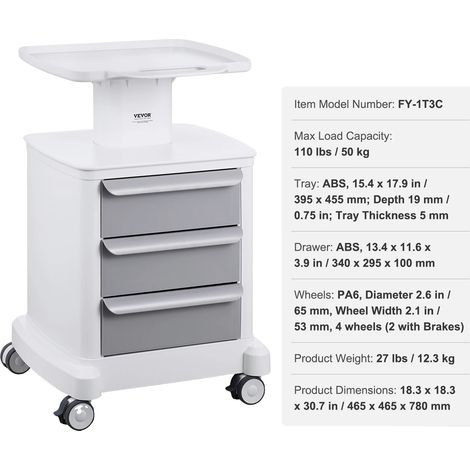 Chariot Utilitaire de Laboratoire, Design Mobile, Construction Robuste (1/2)