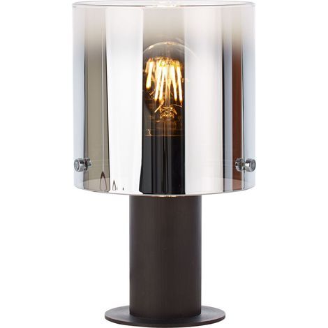 BRILLIANT Lampe Beth Tischleuchte Kaffee/rauchglas  1x A60, E27, 60W, g.f. Normallampen n. ent.  Mit Schnurzwischenschalter  Für LED-Leuchtmittel geeignet