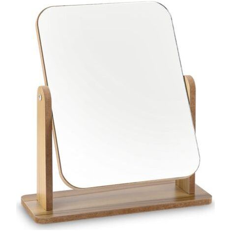 FENOPLASTICAMiroir de Bureau en Bois Petit Miroir sur Pied 25 X 22CM Miroir de Table Rotatif à 360 Degrés Miroir a Poser Haut Miroir avec Support Détachable, Convient pour la Chambre, la Salle de Bain (1/5)