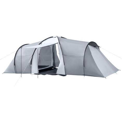 Tente familiale dôme 4-6 places, 2 chambres + 1 salon + 1 auvent, anti-UV et imperméable 2000 mm, multicolore