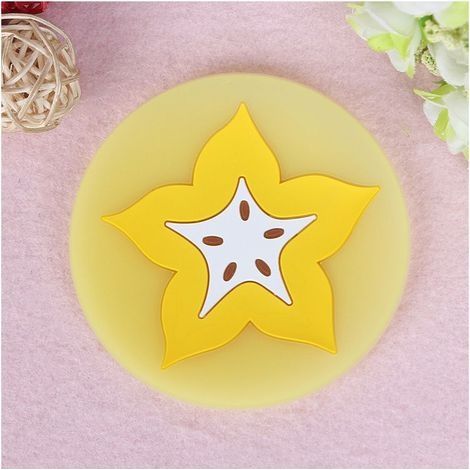 Sous-verres en silicone pour boissons, napperon en silicone, porte-gobelet en forme de fruit, napperon résistant à la chaleur pour tasse (Carambole) 5pcs (1/5)