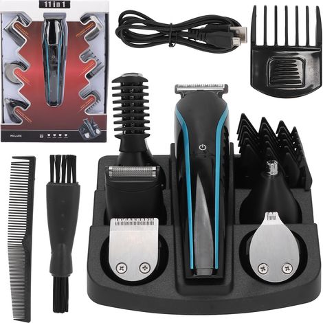 Kit tondeuse visage 6-en-1 ergonomique : tondeuse barbe, coupe-cheveux électrique, épilateur nez lavable (1/5)