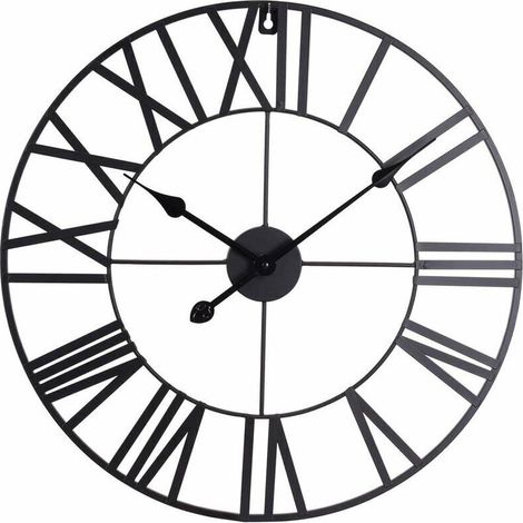 Vintage-Metalluhr mit römischen Ziffern, Ø 47 cm (1/3)