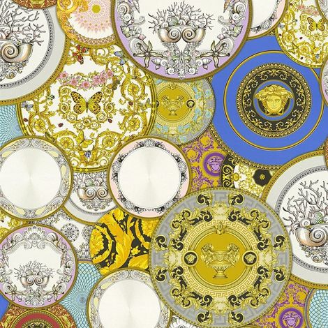 Versace Plates Metallic Wallpaper Multi Vinyl Paste Wall Les Etoiles De La Mer