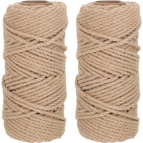 2 Rouleaux de Ficelle Naturelle en Jute 0,5 Cm X 50 M, Cordelette Tressée en Chanvre Facile à Couper, Multi-Usage pour Emballage et Artisanat DIY (1/5)