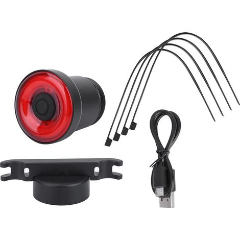 Feu arrière vélo intelligent USB, capteur de freinage, lampe stop cyclisme, accessoire vélo rechargeable. (1/5)