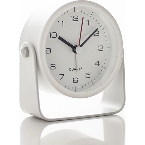 Réveil lumineux - Réveil numérique - Réveil de bureau en métal - Réveil silencieux à quartz blanc - Angle réglable.