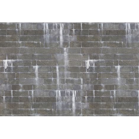 Papier peint panoramique noir imitation brique | Tapisserie panoramique blanche pour bureau | Papiers peints panoramiques gris pour chambre - 270 x 400 cm (4 pièces) (1/2)