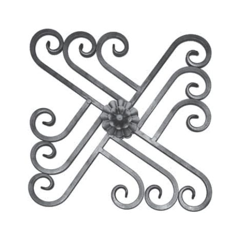 Decoro bifacciale formato quadrato - Altezza 460x460mm sezione quadrata da 12mm - Ferro battuto per saldatura (1/2)